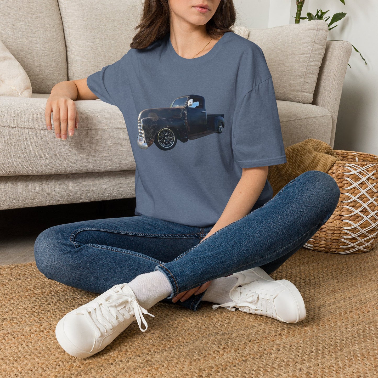 Vintage Lowered Black Pickup Truck T-Shirt