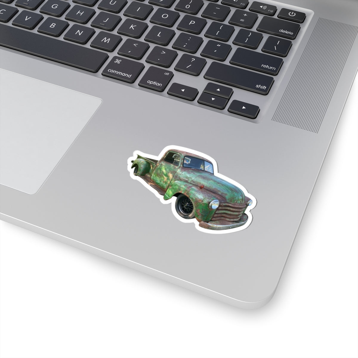 Vintage Lowered Pickup Green Truck Kiss-Cut Sticker