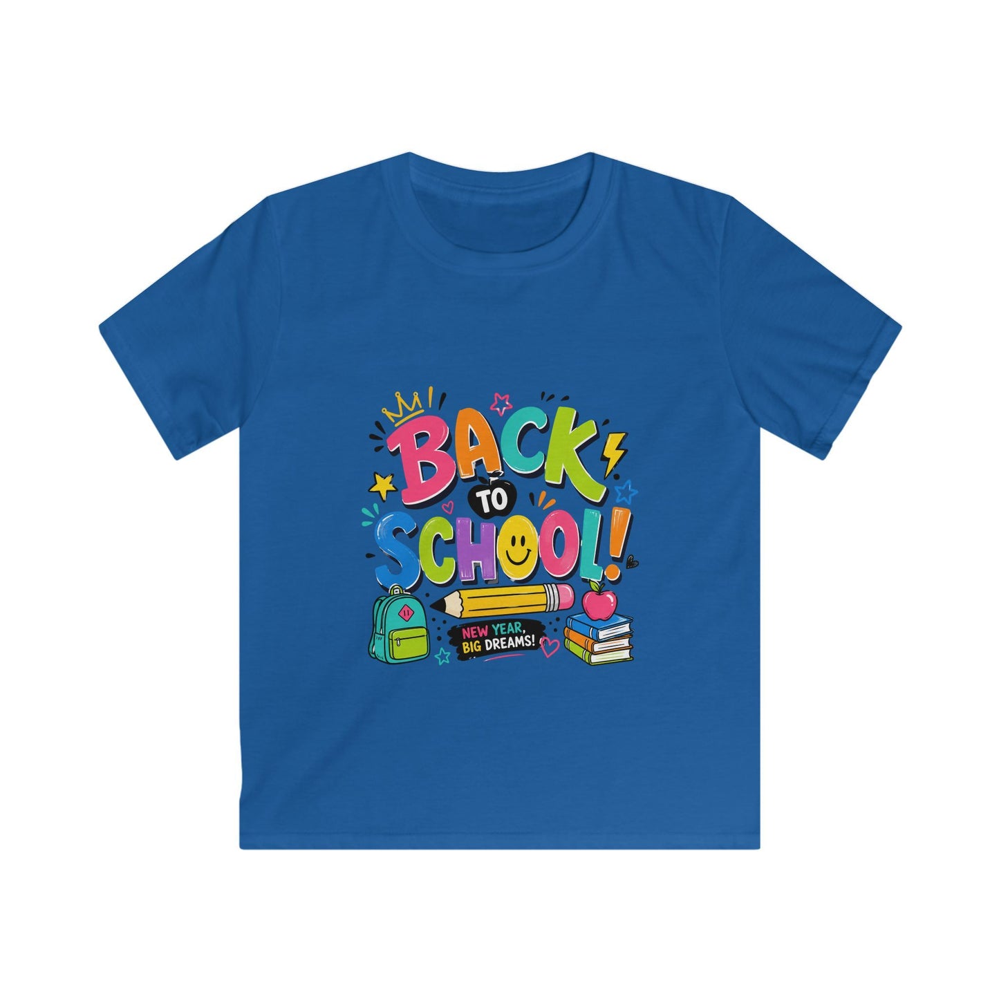 Back to School Kids T‑Shirt — Colorful Backpack & Books Design