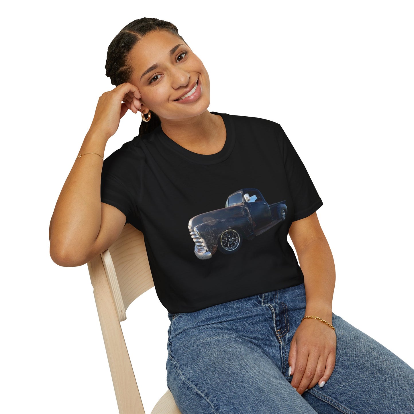 Vintage Lowered Black Pickup Truck T-Shirt