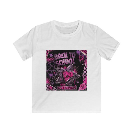 Kids Back to School Graphic Tee — Pink Star Heart Punk Design