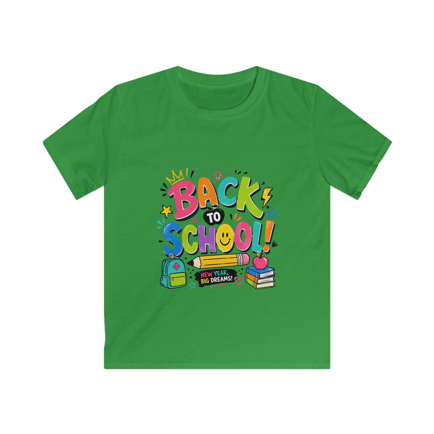 Back to School Kids T‑Shirt — Colorful Backpack & Books Design