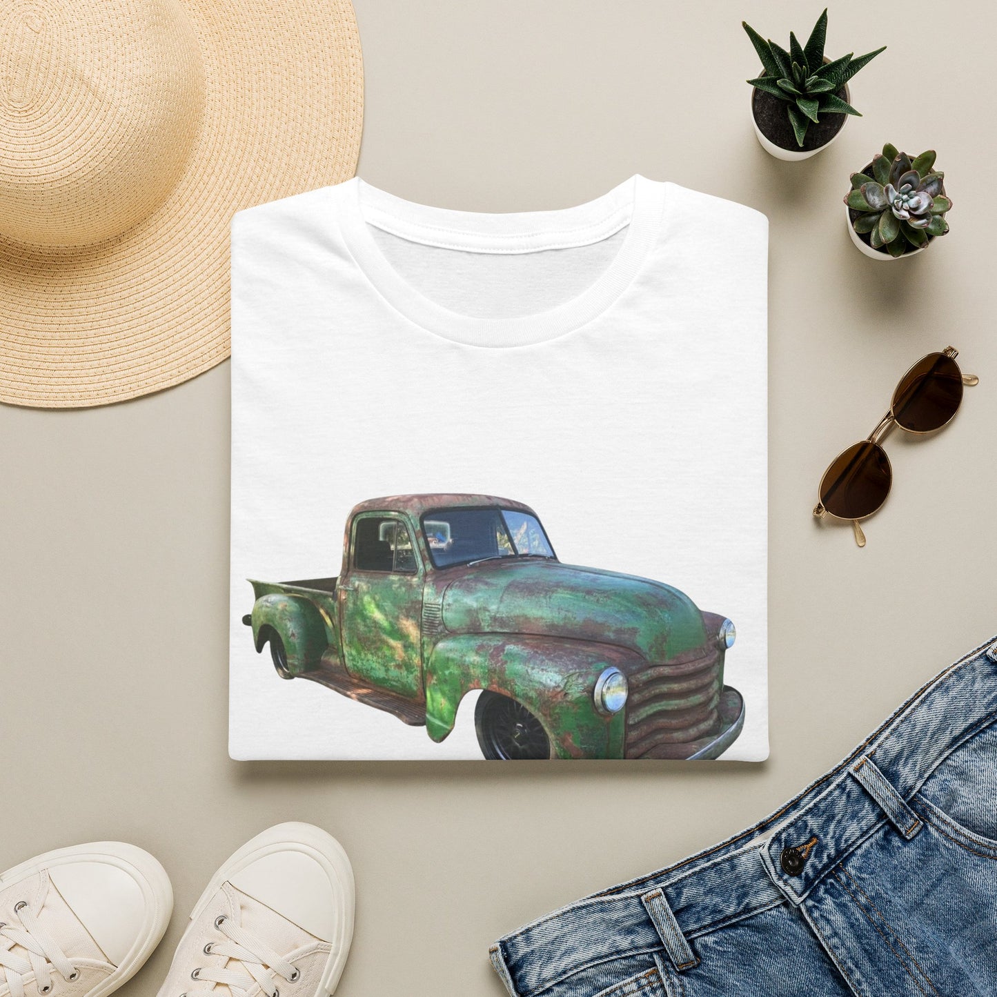 Green Lowered Vintage Pickup Truck T-Shirt
