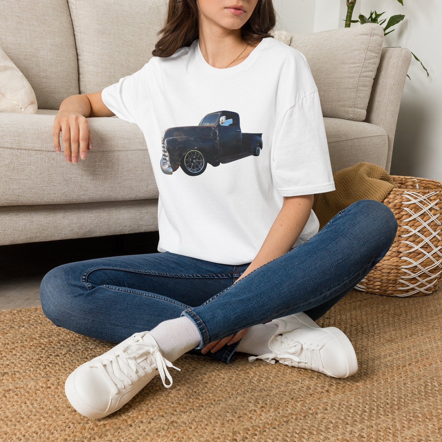 Vintage Lowered Black Pickup Truck T-Shirt